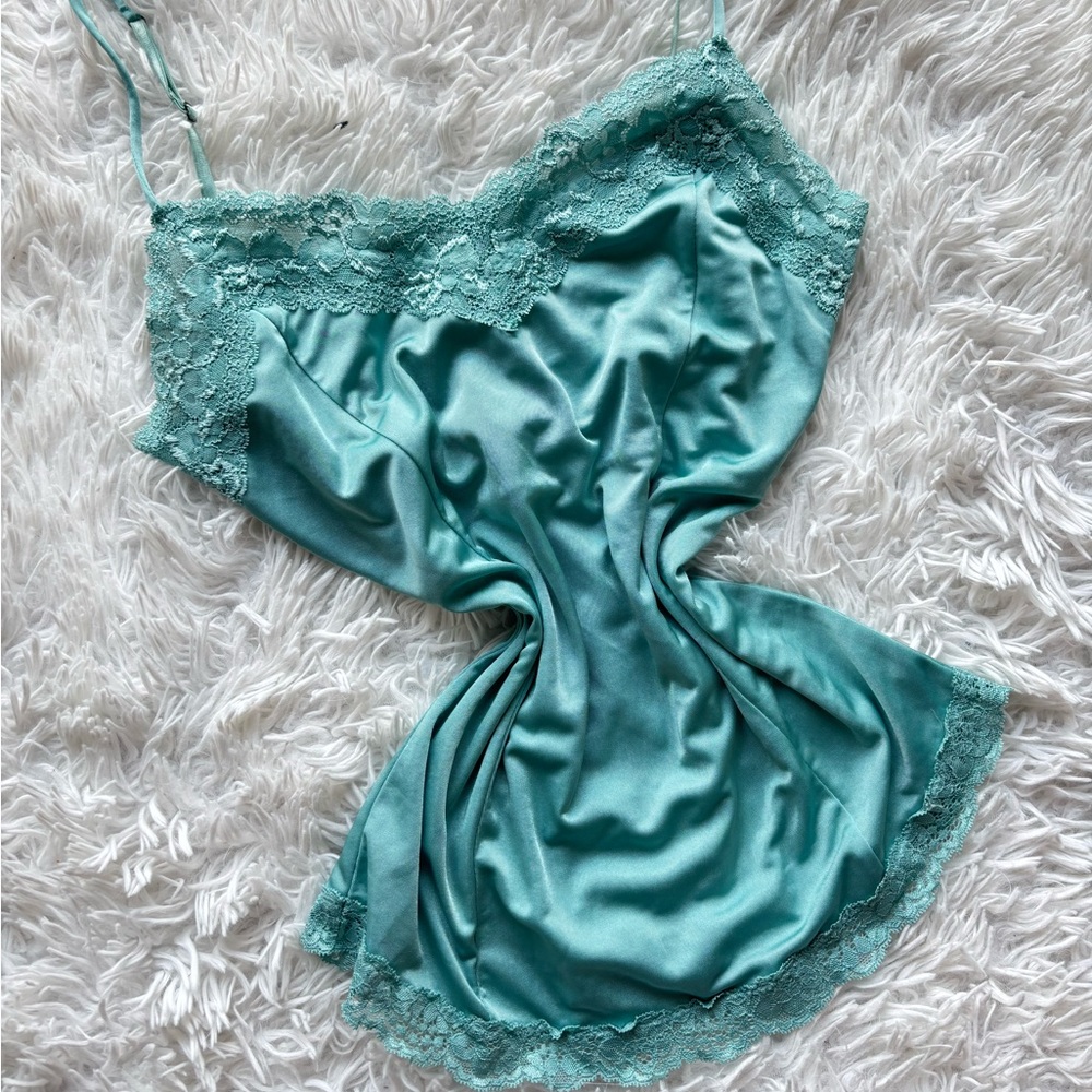 Victoria's Secret Teal Satin Tank Top
